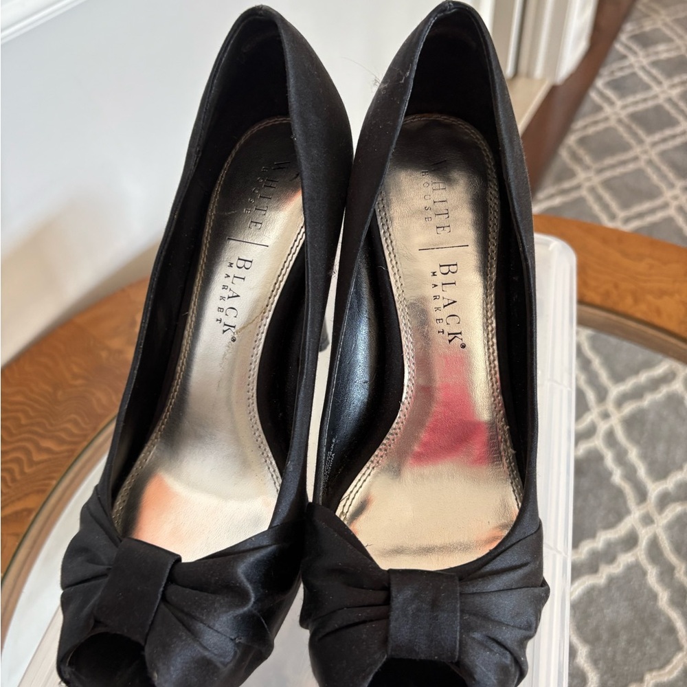 White Black Women's Elegant Black Peep Toe Heels